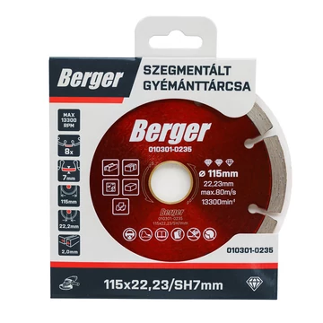 BERGER szegmentált gyémánttárcsa 115x22,23/SH7mm - 400x25,4/SH8mm