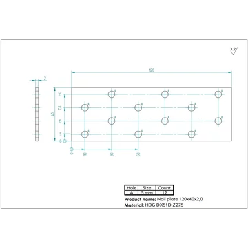 Perforált lemez 40x120 Lv 2mm 