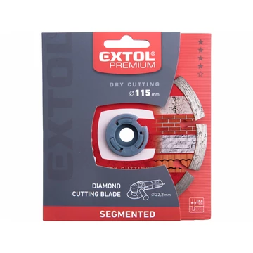 EXTOL PREMIUM gyémántvágó szegmenses; 115×22,2mm - 230x22,2mm
