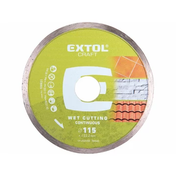 EXTOL CRAFT gyémántvágó csempevágáshoz (sima), vizes vágásra; 115×2,0×22,2mm, max.13.200 ford/perc