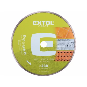 EXTOL CRAFT gyémántvágó csempevágáshoz (sima), vizes vágásra; 230×2,5×22,2mm, max.6.600 ford/perc