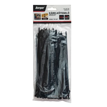 BERGER kábelkötegelő, UV fekete 2,5x150mm 100db EN62275 BERGER kábelkötegelő, UV fekete 2,5x150mm 100db EN62275