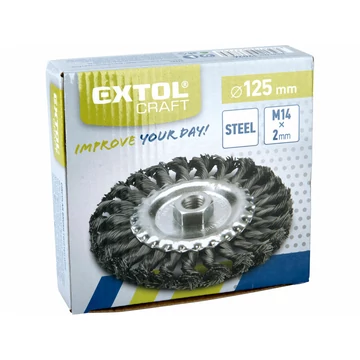 EXTOL CRAFT drótcsiszoló körkefe  sodort, M14×2 sarokcsiszolóra; 125mm, ford.: 12500/perc