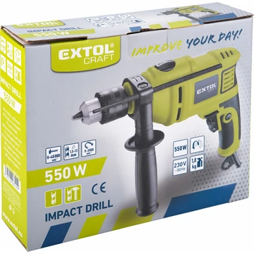EXTOL CRAFT  ütvefúrógép 550W; kulcsos tokmány, max. 13mm, 0-3000 ford/perc, papírdoboz