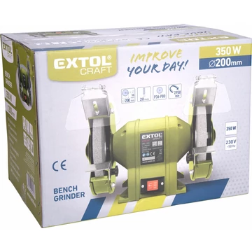 EXTOL CRAFT  kettős köszörűgép 350W, száraz, 200×16×20mm; 2950 ford/perc, P36, P80, 11kg