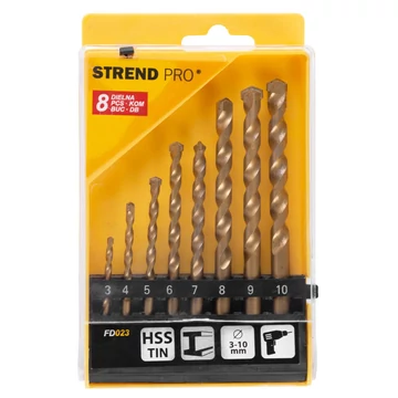 Fúrókészlet Strend Pro FD023, 8 részes, 3-10 mm, TiN, falazó Fúrókészlet Strend Pro FD023, 8 részes, 3-10 mm, TiN, falazó