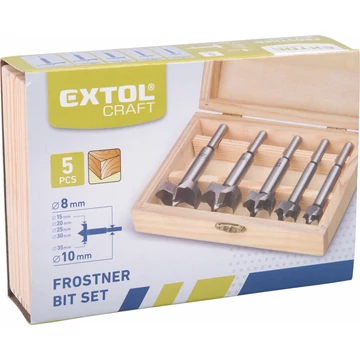 EXTOL CRAFT pánthelymaró készlet 5db-os (fadobozban); 15, 20, 25,30,35mm, befogás 8 ill. 9,5 mm