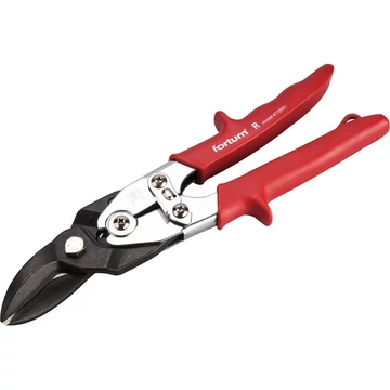 FORTUM lemezvágó olló jobb+egyenes vágáshoz, 255mm, CrMoV, áttételes, HRC 60-62, Tüv/GS, DIN 6438 
