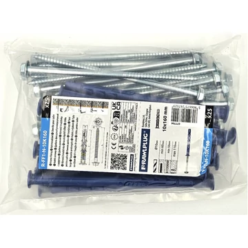 Rawlplug 10x300-as peremes dűbel,hatlapfejű peremes csavar nylonba csomagolva 