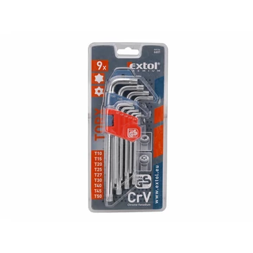 Extol Premium Torx kulcs, 9db-os készlet, 10-50mm