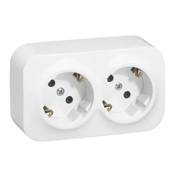 LEGRAND 782413 Forix IP20 fk 2x2P+F dugalj csatlakozóaljzat, 16 A, gyv nélkül, 45°-ban elforg. betéttárcsa fehér