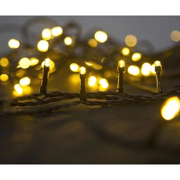 A MagicHome 560 LED-es karácsonyi lánc kültéri használatra készült, meleg fehér LED-ekkel és 8 fénymintával. 14 m hosszú lánc, 3 m-es hálózati kábellel, zöld színű kábel, adapterrel.