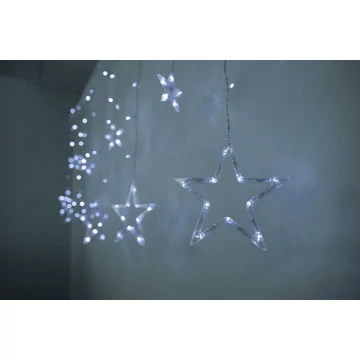 Füzér MagicHome Karácsonyi Függöny, 138x hideg fehér LED, csillagokkal, 230V, 8 funkció, világítás
