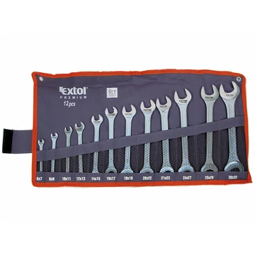 EXTOL PREMIUM Villáskulcs klt., CrV., vászon tartóban; 12db, 6-32mm
