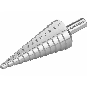 EXTOL CRAFT lépcsős fémfúró HSS, 13 lépcsős (6-30mm, 2mm lépcsők), befogás: 10mm