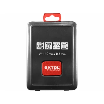 EXTOL CRAFT fémcsigafúró klt. HSS, DIN 338, fémdobozban;1,0-10,0mm, 19 db