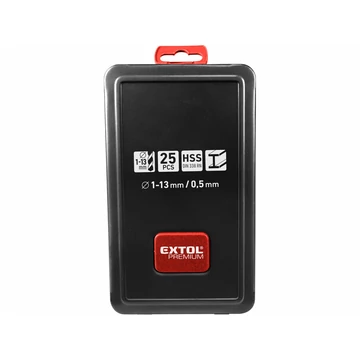 EXTOL CRAFT fémcsigafúró klt. HSS, DIN 338, fémdobozban;1,0-13,0mm,25 db