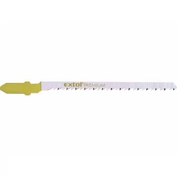 EXTOL PREMIUM dekopírlap, 5db, Bosch befogás, HCS; 75×4,5×1,5mm, 2,5mm fogtáv, köszörült fogak, egyenes és íves puhafához, faforgács-
