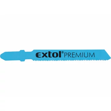 EXTOL PREMIUM dekopírlap fémre, 5db, Bosch befogás, HSS; 51×8×1,5mm, 1,2mm fogtáv, mart, hullámosított fogak, egyenes vágás, acéllemez
 EXTOL PREMIUM dekopírlap fémre, 5db, Bosch befogás, HSS; 51×8×1,5mm, 1,2mm fogtáv, mart, hullámosított fogak, egyenes vágás, acéllemez