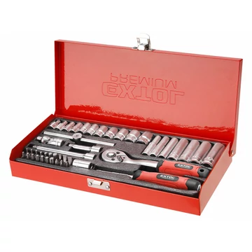 EXTOL PREMIUM  dugókulcs készlet,  CV., racsnis 45fog ; 1/4", 45db, 4-14mm, fém doboz EXTOL PREMIUM  dugókulcs készlet,  CV., racsnis 45fog ; 1/4", 45db, 4-14mm, fém doboz