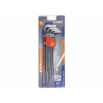 Extol Premium Imbuszkulcs hosszú, 9db-os készlet, gömbfelyű, 1,5-10mm