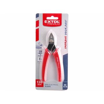 EXTOL PREMIUM műszerész oldalcsípő fogó, mini, 130 mm, HRC 52-55, átvágható drót max.: réz: 2mm, acél:1mm