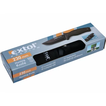 EXTOL PREMIUM vadász- és túrakés, 2CR13 rozsdamentes acél penge, műanyag nyél, nylon tok