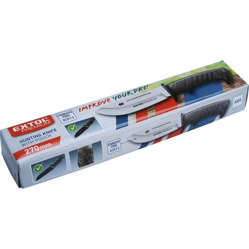 EXTOL PREMIUM vadász- és túrakés, 3CR13 rozsdamentes acél penge, műanyag nyél, nylon tok