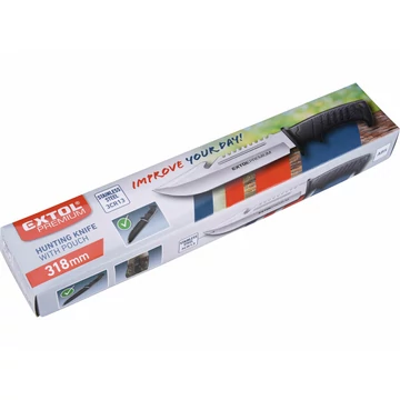 EXTOL PREMIUM vadász- és túrakés, 3CR13 rozsdamentes acél penge, műanyag nyél, nylon tok