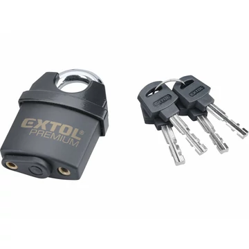 EXTOL PREMIUM  biztonsági lakat, levágás elleni védelemmel, festett, vízálló, 4db kulcs; 50mm