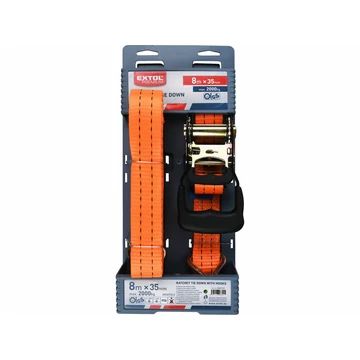 EXTOL PREMIUM  rakományrögzítő gurtni, kampós, max. 2000kg; 8m×35mm, EN12195-2,TÜV/GS