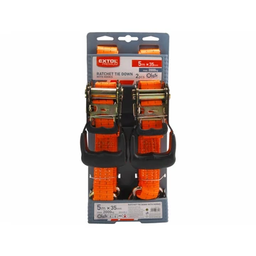 EXTOL PREMIUM  rakományrögzítő gurtni, 2db, kampós, max. 2000kg; 5m×35mm, EN12195-2,TÜV/GS