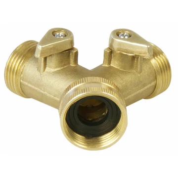 EXTOL PREMIUM  elzárható Y-csatlakozó; réz, 3/4"