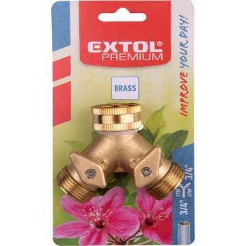 EXTOL PREMIUM  elzárható Y-csatlakozó; réz, 3/4"