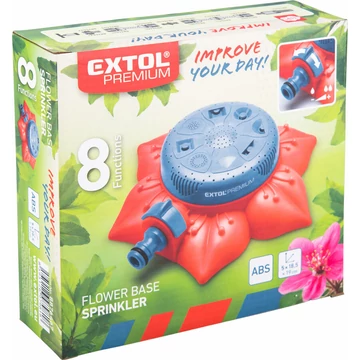 EXTOL PREMIUM locsoló, virág alakú talapzat, 8 funkciós, műanyag; kuplung csatlakozóval