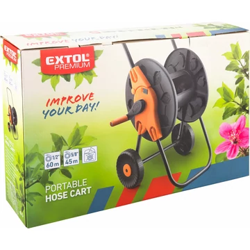 EXTOL PREMIUM locsolókocsi, 60m, 1/2", fém keret