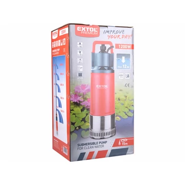 EXTOL PREMIUM  búvárszivattyú tiszta vízhez, nyomás szenzorral, 1200W, szállító teljesítmény: 6m3/h, max. száll. 40 m