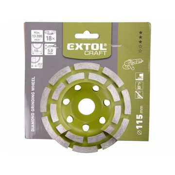 EXTOL CRAFT gyémántcsiszoló korong; 115mm×22,2mm, kétsoros