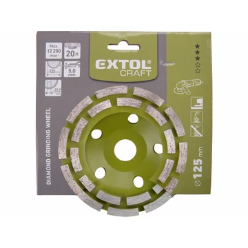 EXTOL CRAFT gyémántcsiszoló korong; 125mm×22,2mm, kétsoros