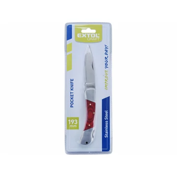 EXTOL CRAFT zsebkés, fanyelű, bliszterben, 110mm, rugós rögzítéssel