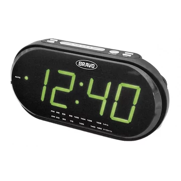 Bravo B-6011G Digitális ébresztőóra rádióval, zöld Bravo B-6011G Digitális ébresztőóra rádióval, zöld