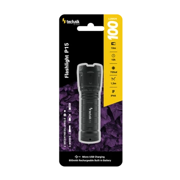 Technik Elemlámpa P15 (akkumulátoros) XPE LED + micro USB (100 lumen)