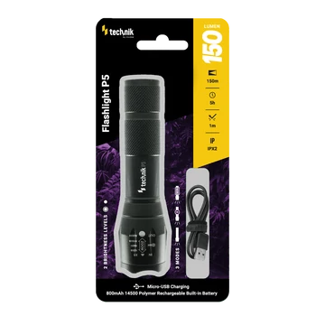 Technik Elemlámpa P5 (akkumulátoros) XPE LED + micro USB  (150 lumen)