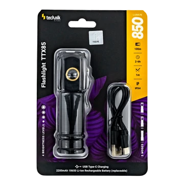 Technik Elemlámpa TTX85 (1x18650 2200mAh) 3xP35 LED (850 lumen)
