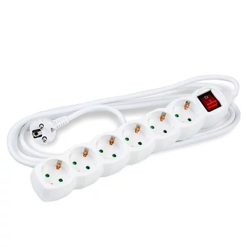 Technik Elosztó 6 utas 1,5m kábellel 1,5mm2 rézkábel + kapcsoló (fehér) 16A Technik Elosztó 6 utas 1,5m kábellel 1,5mm2 rézkábel + kapcsoló (fehér) 16A