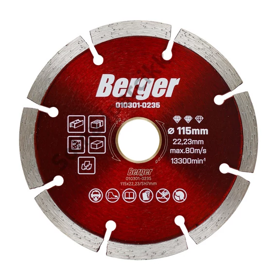 BERGER szegmentált gyémánttárcsa 115x22,23/SH7mm