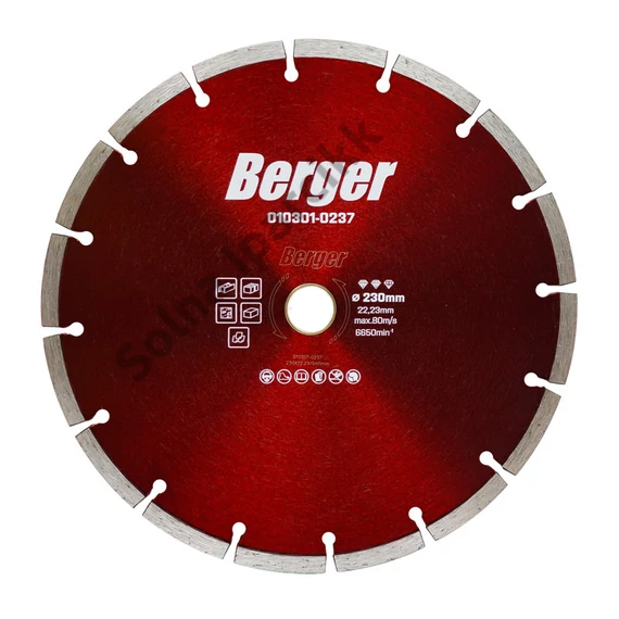 BERGER szegmentált gyémánttárcsa 230x22,23/SH7mm