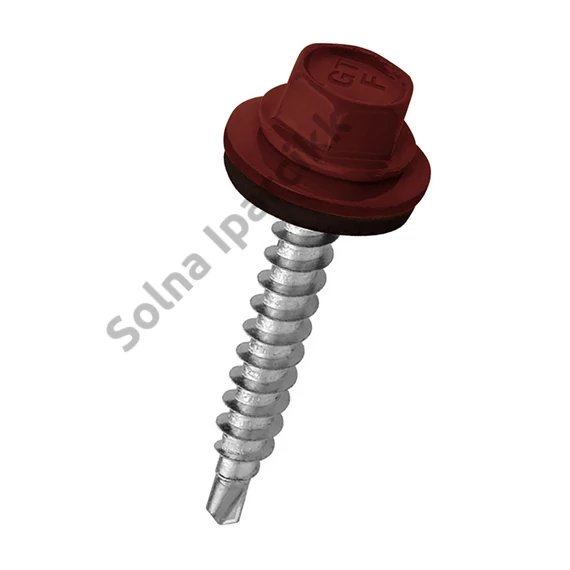 RAL 3009 rozsdapiros hatlapfejű önfúró csavar fához + EPDM alátét 4,8x19