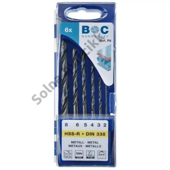 BOHRCRAFT csigafúró készlet HSS-R 6r. 2,0-8,0 P6 Plastic-Box