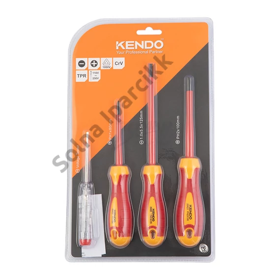 KENDO VDE szigetelt csavarhúzó készlet 3+1r. SL+PH+fázisceruza No.20481